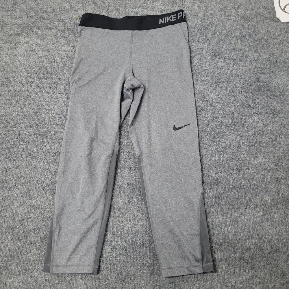 Nike Leggings Womens Size M Gray Nike Pro Cropped Capri Mesh Panel Athletic Pant